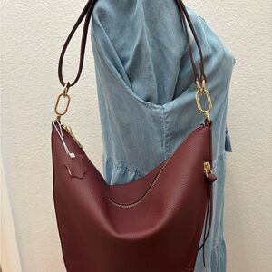 Tote Le Monde Leather Burgundy Oxford 3 in One Shoulder Bag